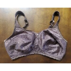 Playtex 18 Hour Bra 38DD Lace Lined Full Coverage WireFree Adjustable Brown 4088